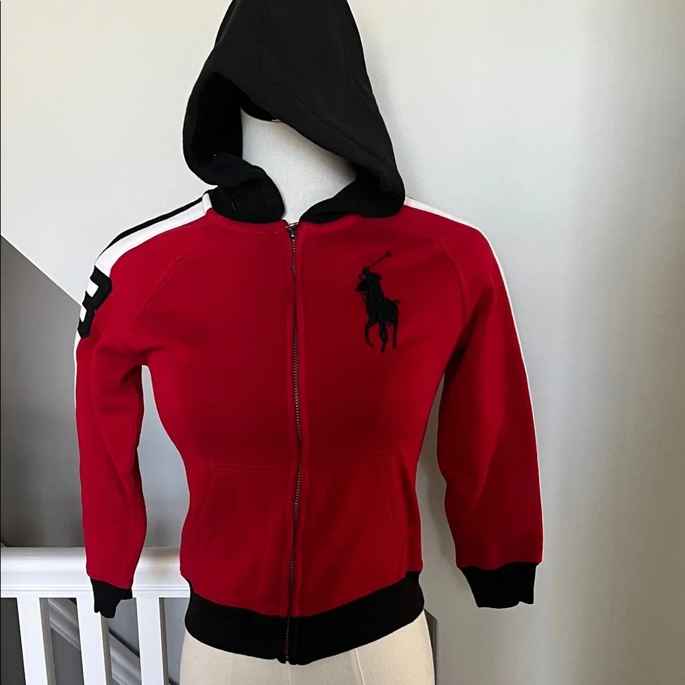 Ralph Lauren Red and Black Polo Zip Hoodie